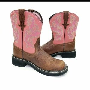 Ariat Fat Baby riding western boots pink brown 9